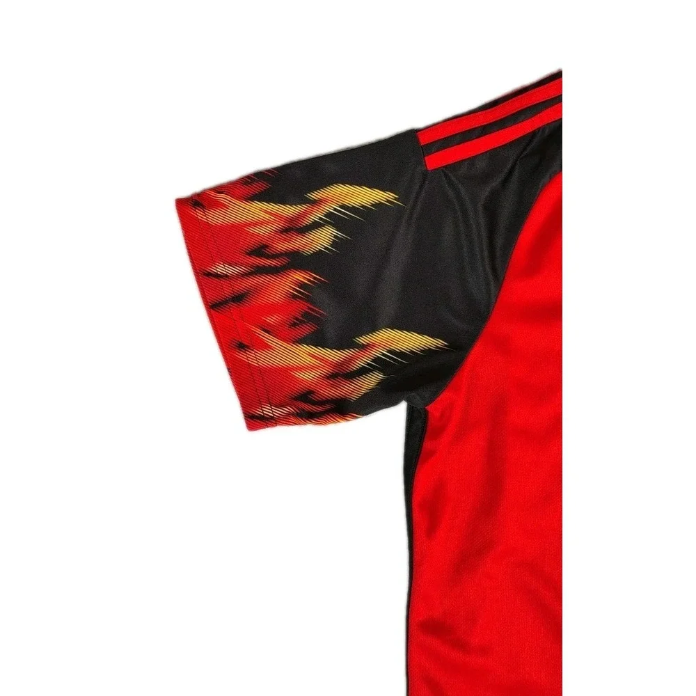 Adidas Belgium 2022-23 World Cup Flaming Shorts Sleeve Soccer Jersey Mens LG - Picture 5 of 12